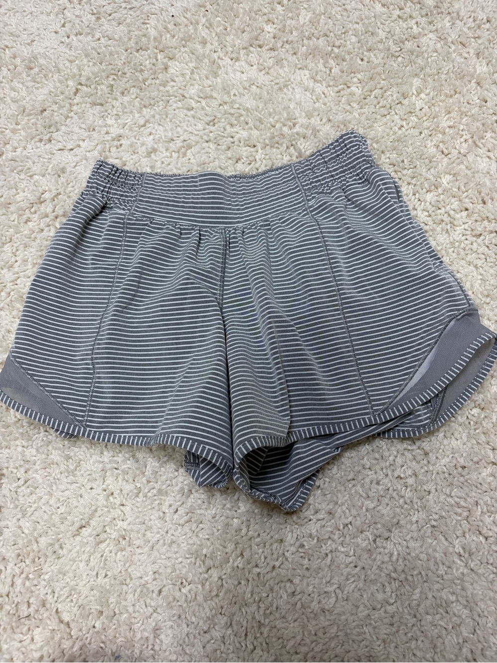 lululemon athletica Gray & White Striped Athletic Shorts